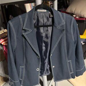 Liz Claiborne Dark Blue Blazer with White Accents